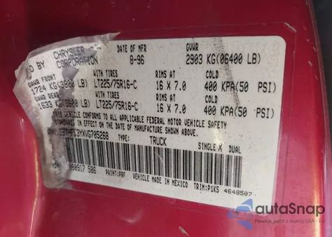 1997 Dodge Ram 1500 St from USA, damaged, VIN 3B7HF13YXVG705268